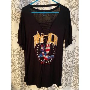 America strappy black graphic tee